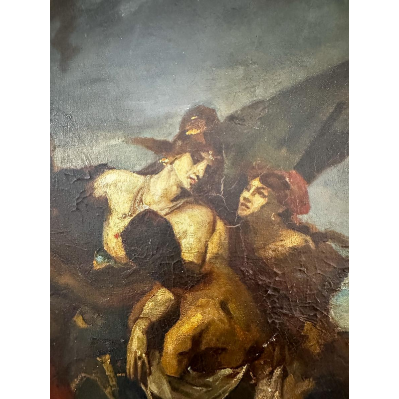 Fernand Cormon, oil on canvas, preparatory study "The Death of Ravana", 1875