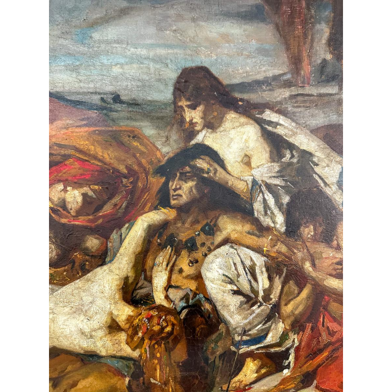 Fernand Cormon, huile sur toile, étude préparatoire "La Mort de Ravana", 1875