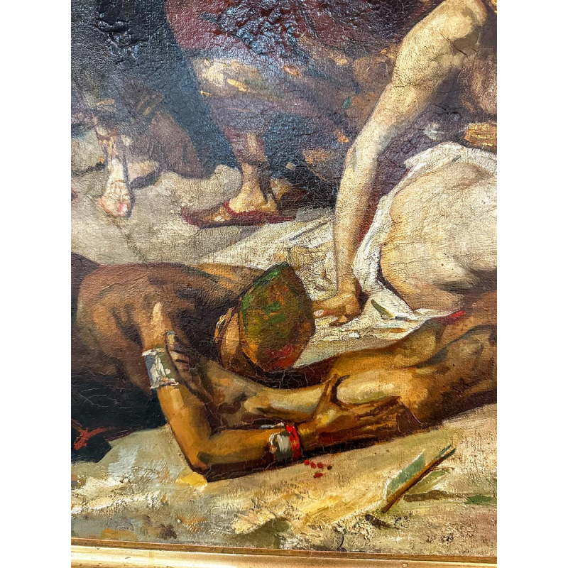 Fernand Cormon, huile sur toile, étude préparatoire "La Mort de Ravana", 1875