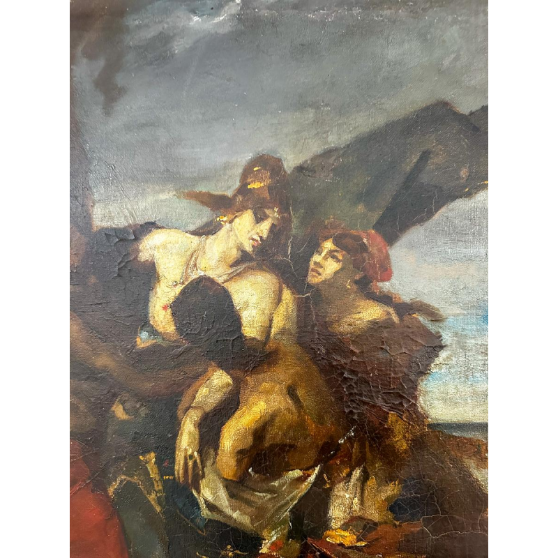 Fernand Cormon, oil on canvas, preparatory study "The Death of Ravana", 1875