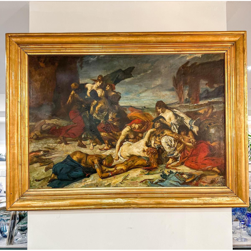 Fernand Cormon, huile sur toile, étude préparatoire "La Mort de Ravana", 1875