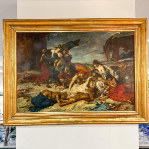 Fernand Cormon, huile sur toile, étude préparatoire "La Mort de Ravana", 1875