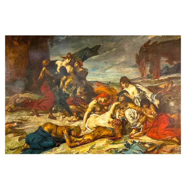 Fernand Cormon, huile sur toile, étude préparatoire "La Mort de Ravana", 1875
