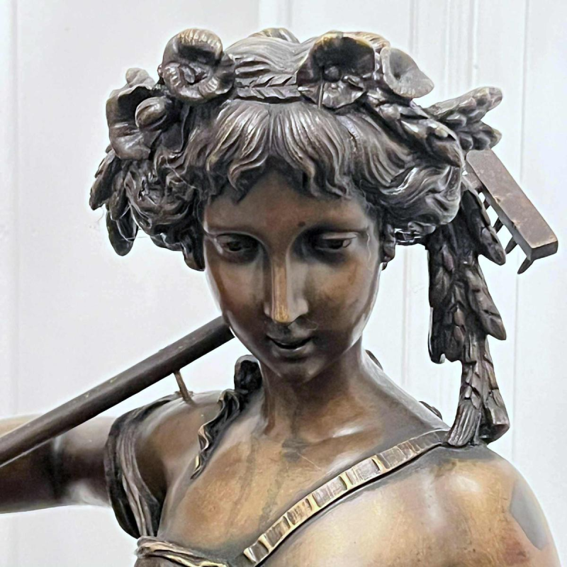 CLODION Claude Michel « Jeune femme et Bacchus enfant » sculpture en bronze
