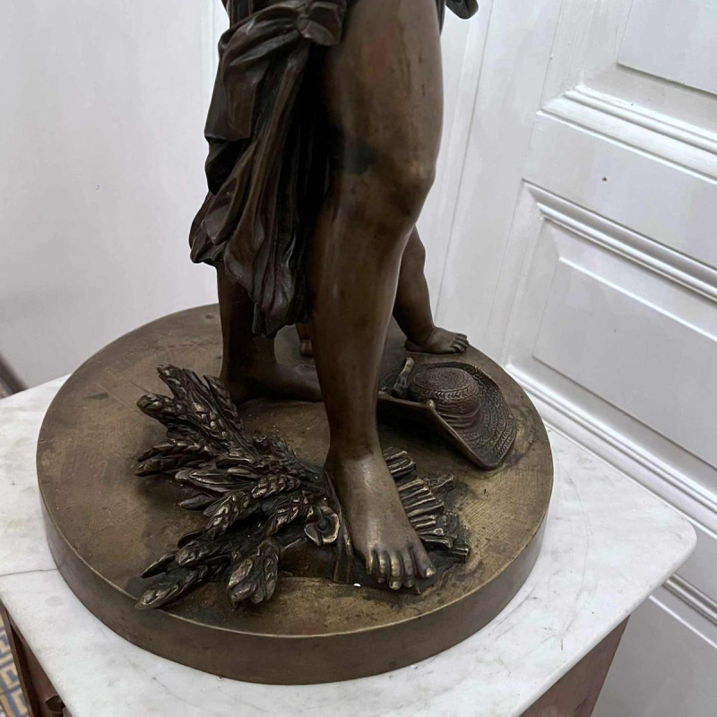 CLODION Claude Michel “Jonge vrouw en kind Bacchus” bronzen sculptuur