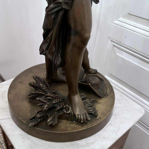 CLODION Claude Michel “Jonge vrouw en kind Bacchus” bronzen sculptuur