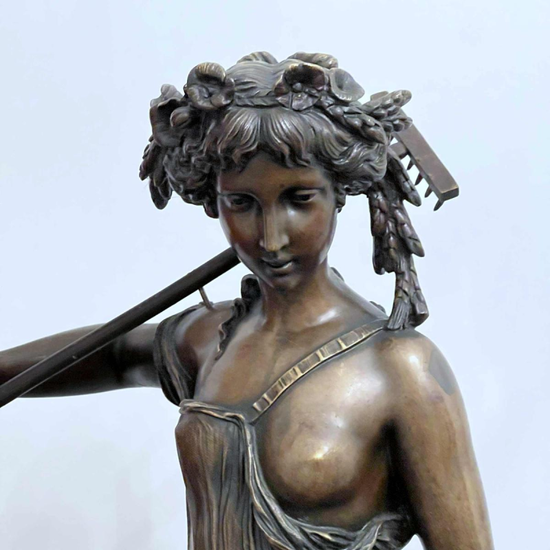 CLODION Claude Michel « Jeune femme et Bacchus enfant » sculpture en bronze