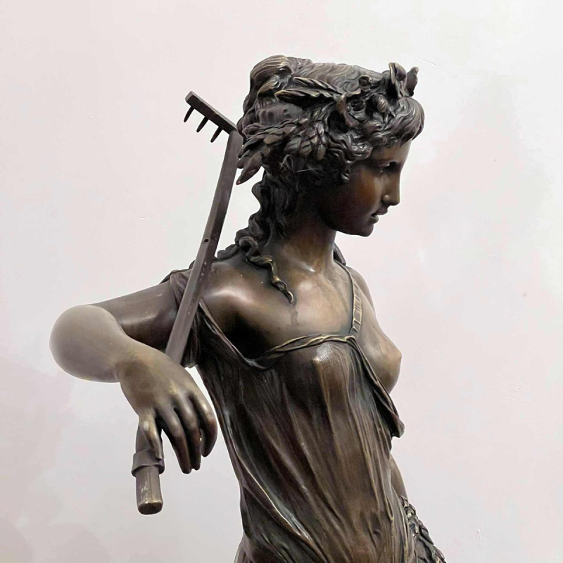 CLODION Claude Michel “Young Woman and Child Bacchus” bronze sculpture