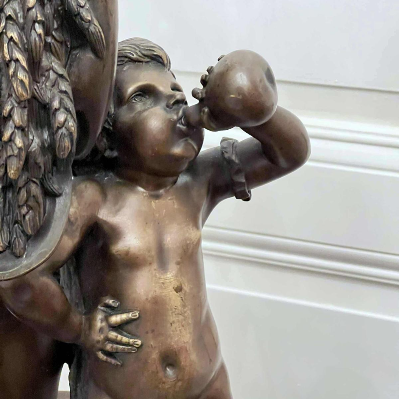 CLODION Claude Michel “Jonge vrouw en kind Bacchus” bronzen sculptuur