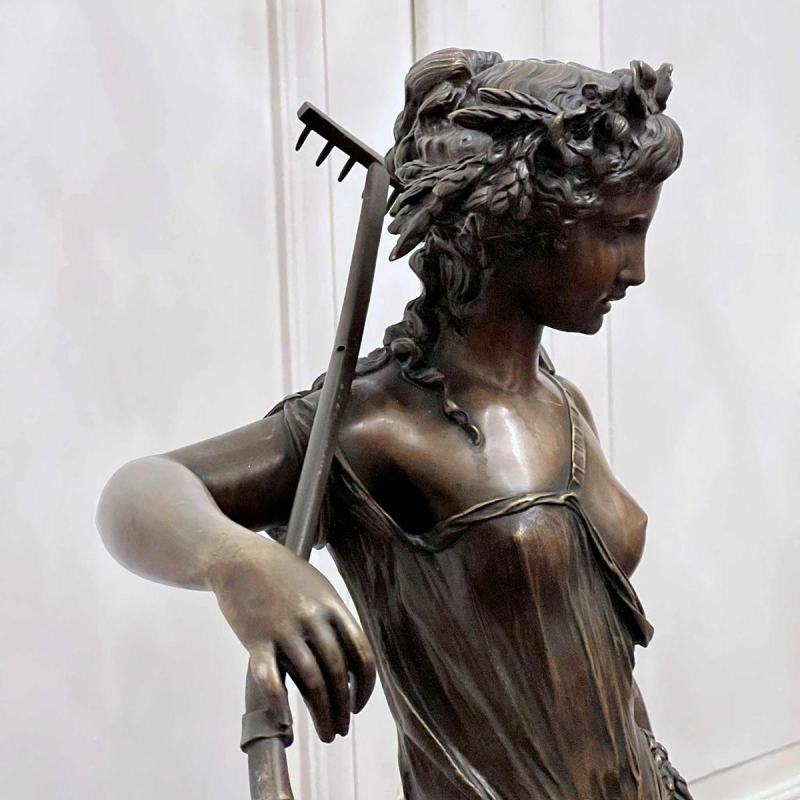 CLODION Claude Michel “Jonge vrouw en kind Bacchus” bronzen sculptuur