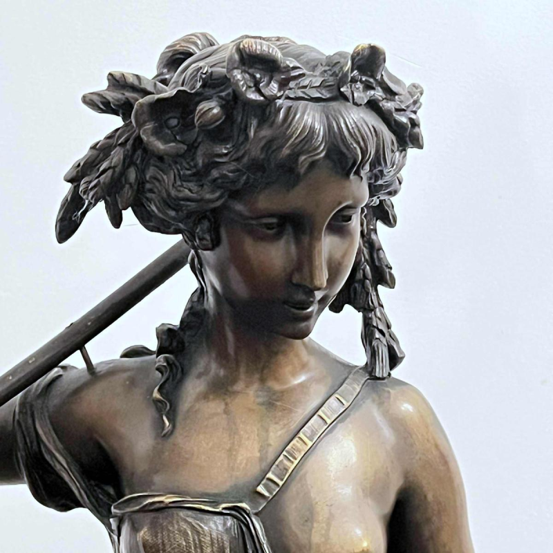 CLODION Claude Michel « Jeune femme et Bacchus enfant » sculpture en bronze