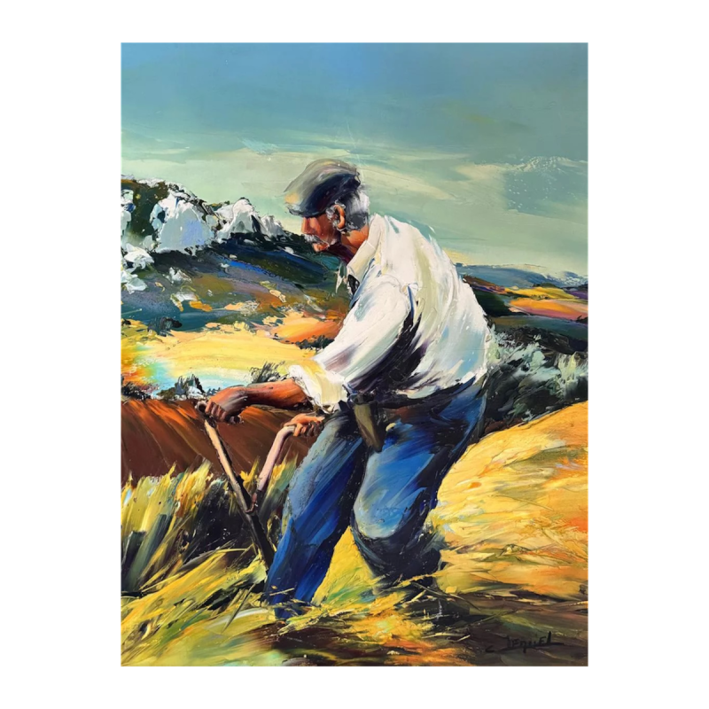 Christian JEQUEL “Peasant in the Fields in Provence” oil painting on canvas, expressionism