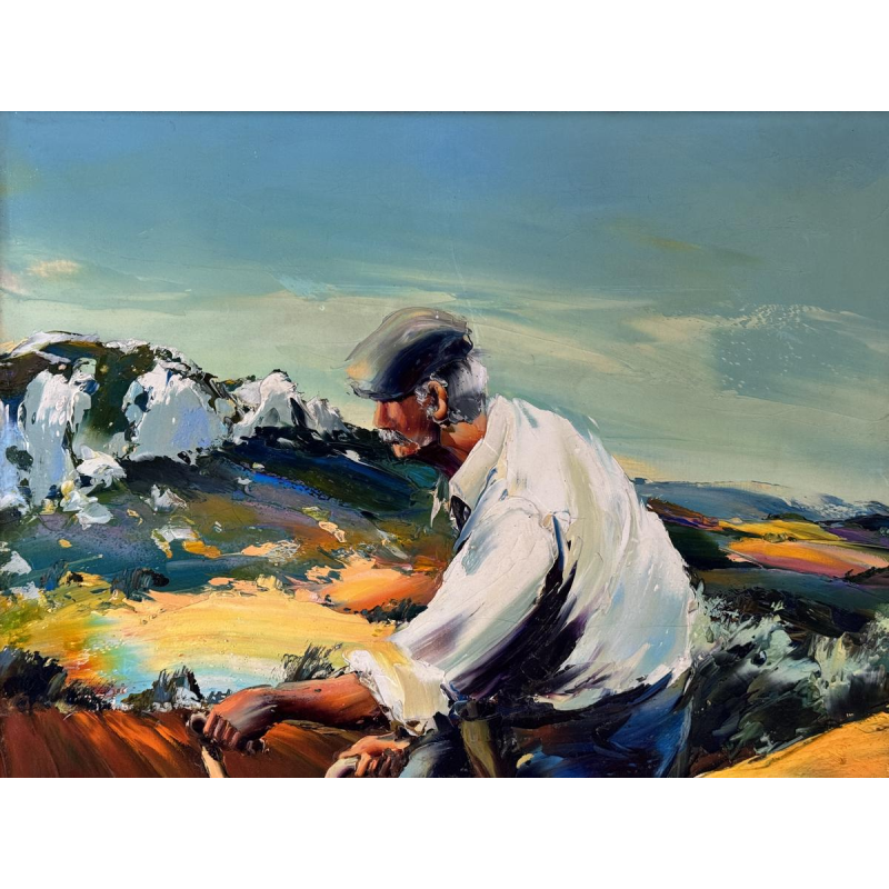 Christian JEQUEL “Boer op het veld in de Provence” olieverfschilderij op doek, expressionisme