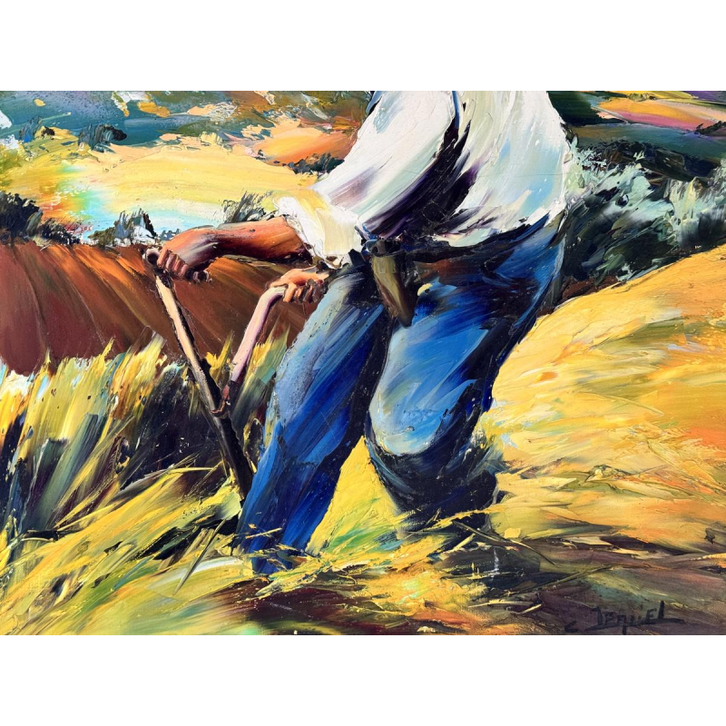 Christian JEQUEL “Boer op het veld in de Provence” olieverfschilderij op doek, expressionisme