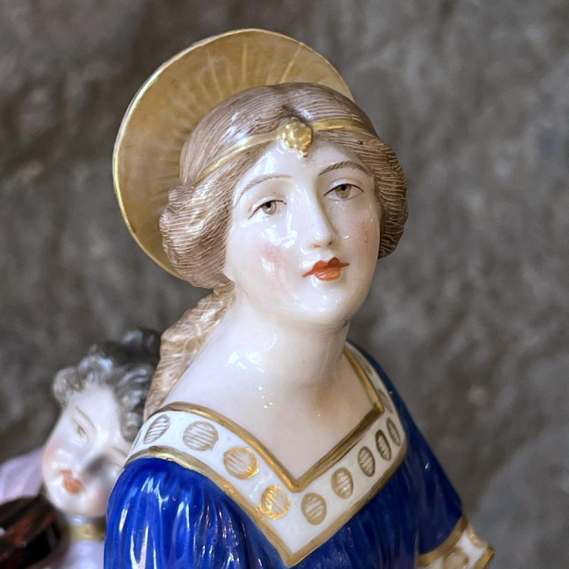 Manufacture Achille-Bloch Paris - Sainte Cécile - Statuette en porcelaine française, ca 1900