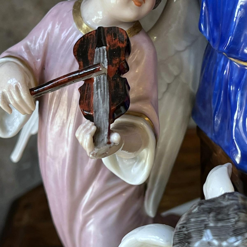 Manufacture Achille-Bloch Paris - Sainte Cécile - Statuette en porcelaine française, ca 1900