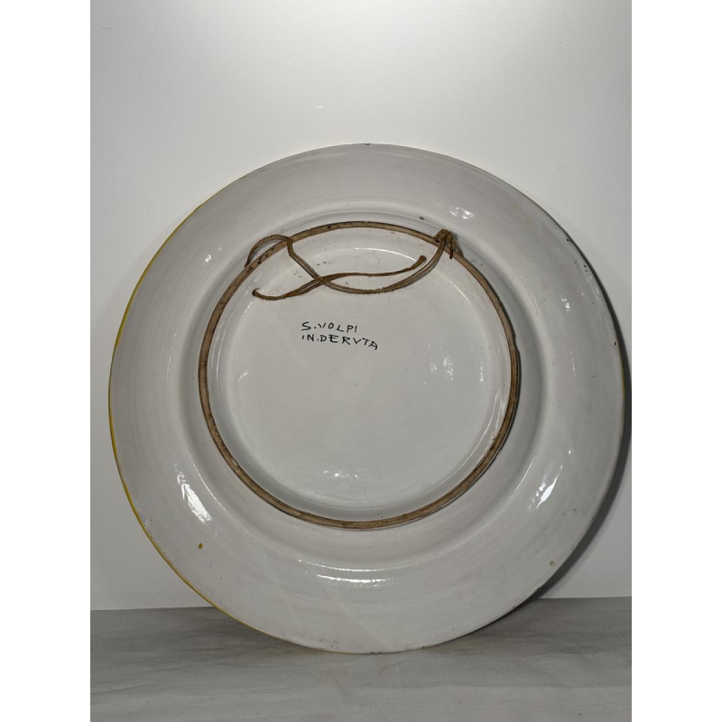 Sérafino Volpi pour Deruta, grand plat décoratif en céramique, Italie ca 1950-1960