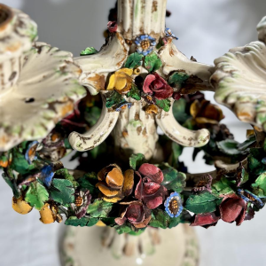 Pair of ceramic 'fiori applicati' candelabra from Bassano, Italy - 1920/1940