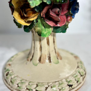 Pair of ceramic 'fiori applicati' candelabra from Bassano, Italy - 1920/1940