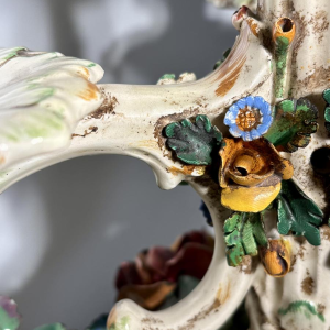 Pair of ceramic 'fiori applicati' candelabra from Bassano, Italy - 1920/1940