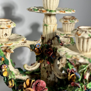 Pair of ceramic 'fiori applicati' candelabra from Bassano, Italy - 1920/1940