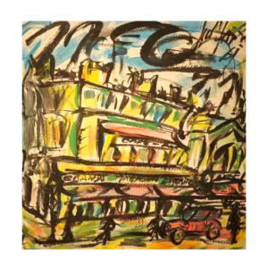Gen Paul - Paysage urbain animé - gouache expressionniste, 1961
