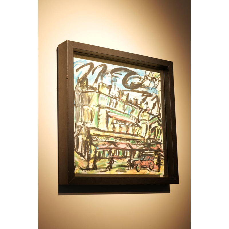 Gen Paul - Paysage urbain animé - gouache expressionniste, 1961