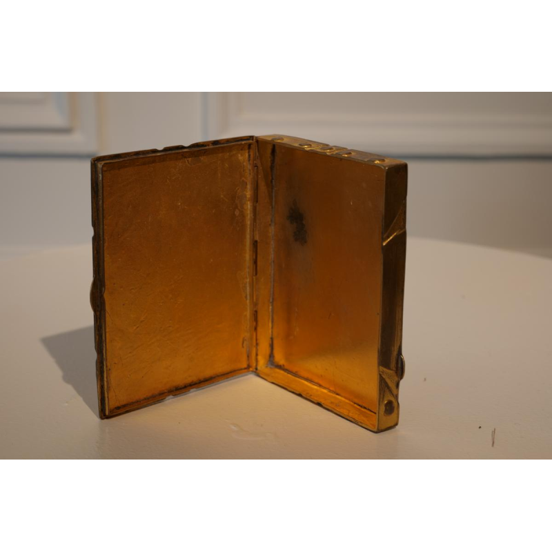 Line Vautrin, verguld bronzen doosje met geciseleerd bas-reliëfdecor, Frankrijk ca. 1950