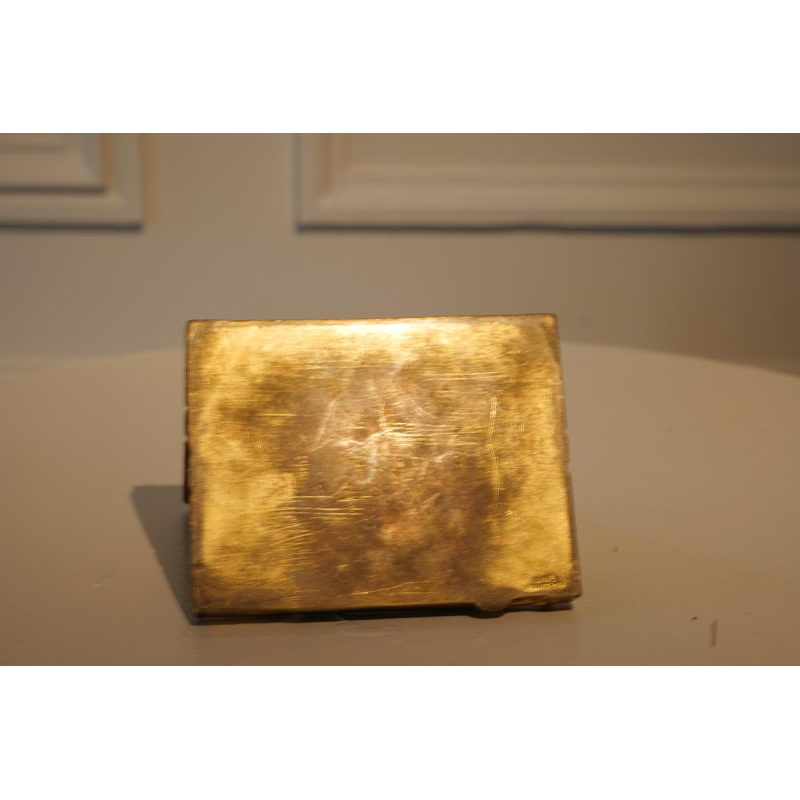 Line Vautrin, gilt bronze box with chased bas-relief decoration, France ca 1950