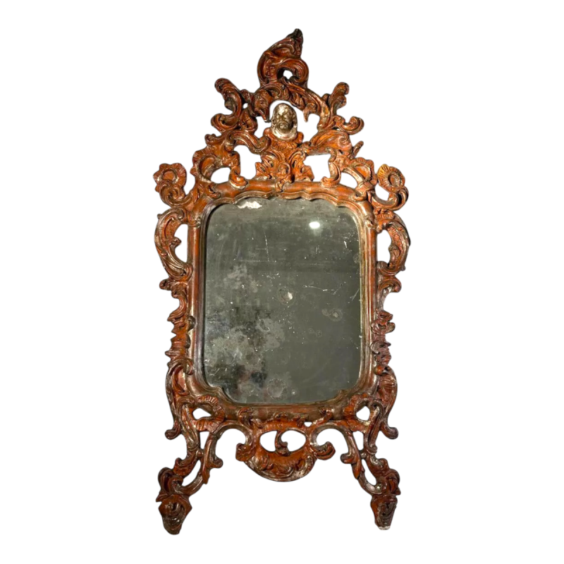 Miroir italien baroque, bois sculpté ajouré - XVIIIe siècle