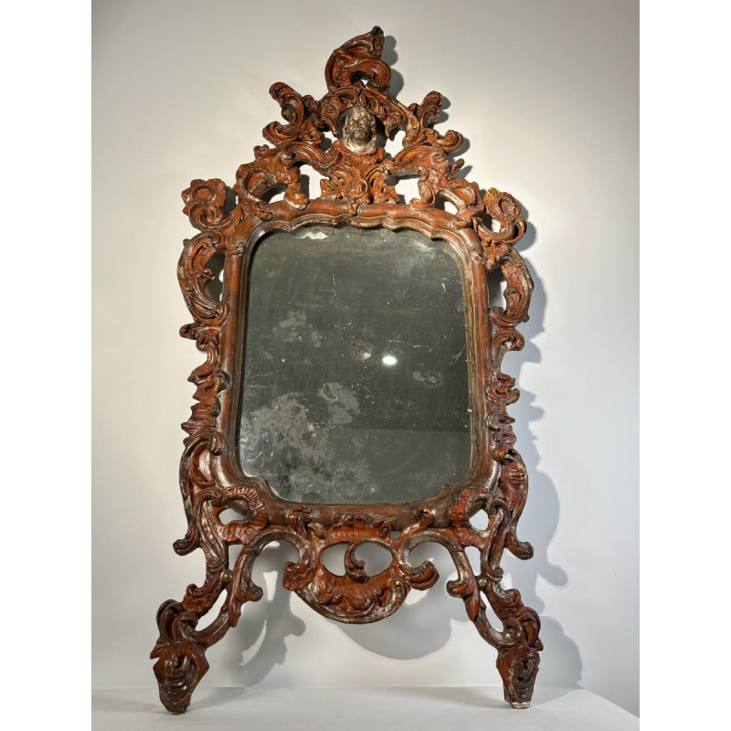 Miroir italien baroque, bois sculpté ajouré - XVIIIe siècle