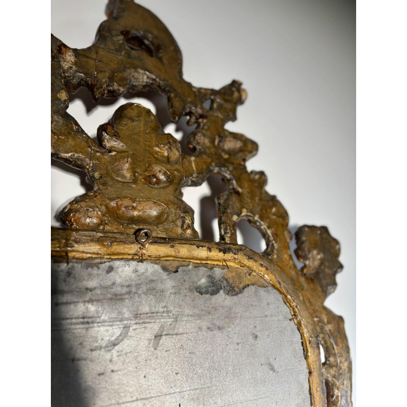 Miroir italien baroque, bois sculpté ajouré - XVIIIe siècle