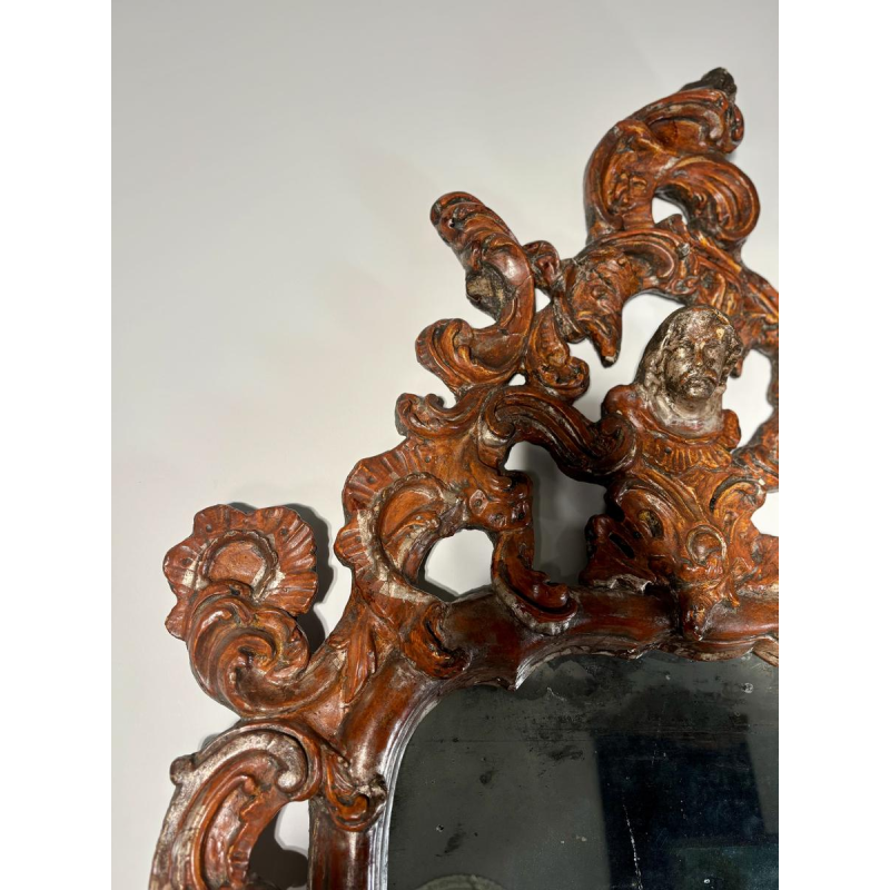 Miroir italien baroque, bois sculpté ajouré - XVIIIe siècle