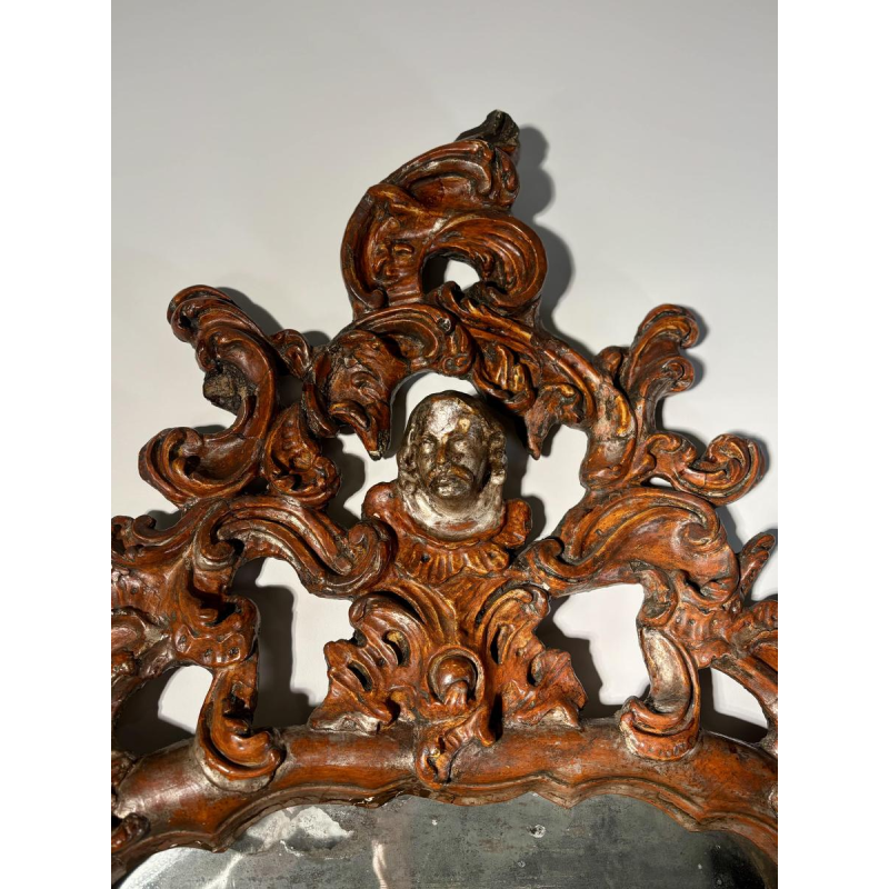 Miroir italien baroque, bois sculpté ajouré - XVIIIe siècle