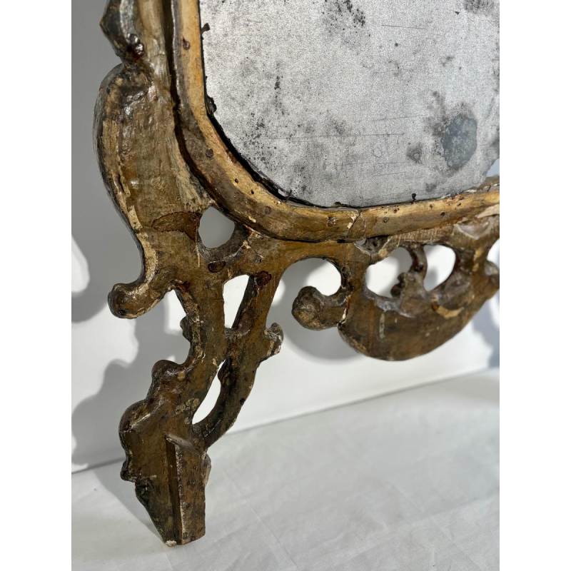 Miroir italien baroque, bois sculpté ajouré - XVIIIe siècle
