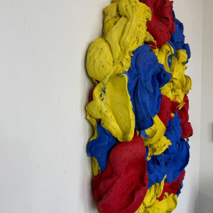 Bram Bogart "Papillon" tableau abstrait, technique mixte, sculpture volume, matières sur chassis bois, 1993