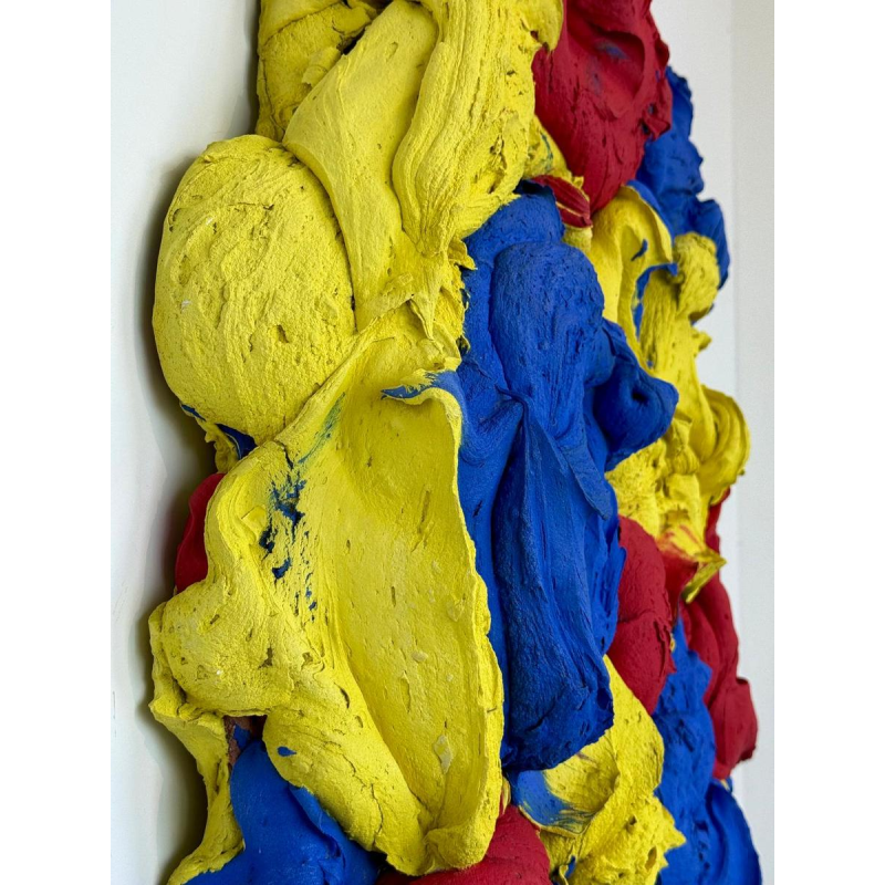 Bram Bogart "Papillon" tableau abstrait, technique mixte, sculpture volume, matières sur chassis bois, 1993