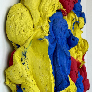 Bram Bogart "Papillon" tableau abstrait, technique mixte, sculpture volume, matières sur chassis bois, 1993