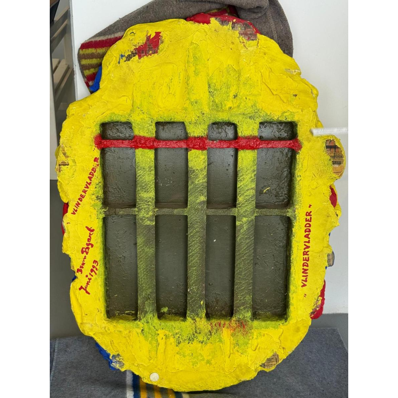 Bram Bogart "Butterfly" abstract painting, mixed media, three-dimensional sculpture, materials on a wooden frame, 1993