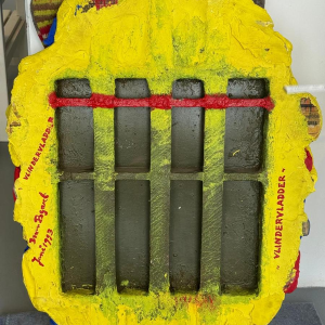 Bram Bogart "Butterfly" abstract painting, mixed media, three-dimensional sculpture, materials on a wooden frame, 1993