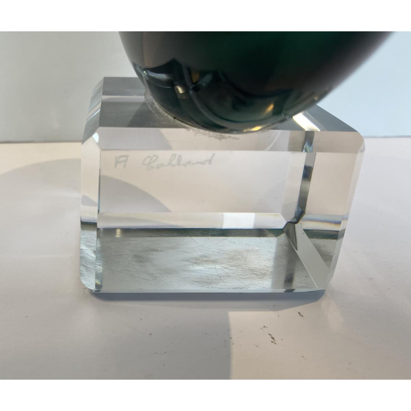 Alfred Collard, sculpture "Disc" in clear crystal, tripled in white and green