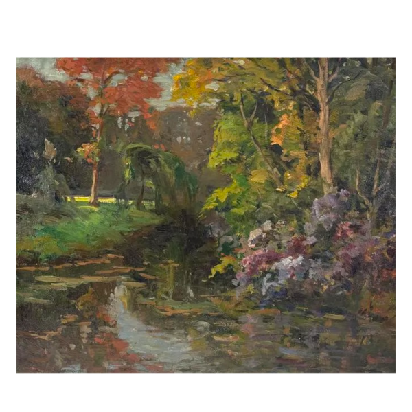 20th century school, late impressionism, waterside landscape, signed and dated 1910