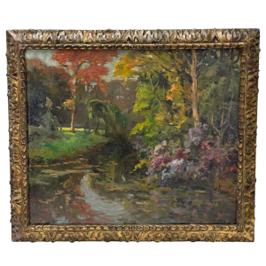 School uit de 20e eeuw, laat-impressionisme, waterlandschap, gesigneerd en gedateerd 1910