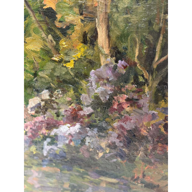 Ecole XXe siècle, impressionnisme tardif, paysage au bord de l'eau, signée et datée 1910