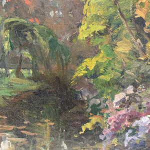 20th century school, late impressionism, waterside landscape, signed and dated 1910