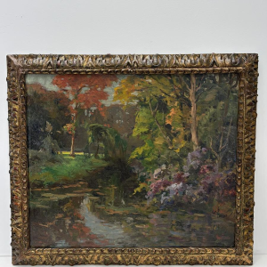 20th century school, late impressionism, waterside landscape, signed and dated 1910