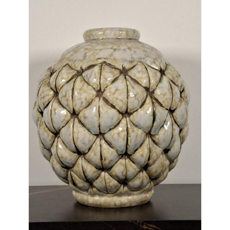 Joseph MOUGIN, vase “Pin d'Afrique“ Art Déco, en grès moulé, circa 1930