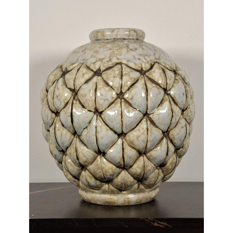 Joseph MOUGIN, vase “Pin d'Afrique“ Art Déco, en grès moulé, circa 1930