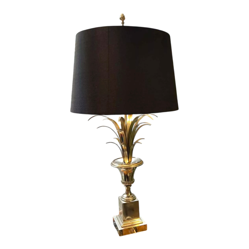 "Rietvaas" lamp in de stijl van Maison Charles, gemaakt van verzilverd metaal, circa 1970