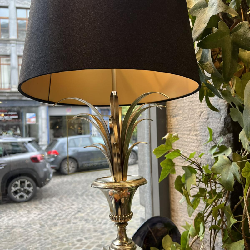 "Reed vase" lamp in the style of Maison Charles, made of silver-plated metal, circa 1970